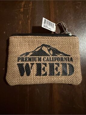 NWT Premium California Weed Burlap Coin Pouch - Natural 2” x 3”
